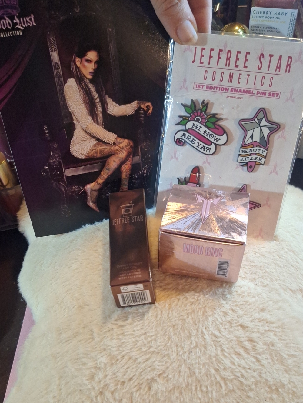 Jeffree Star Eye Gloss"Moodring"  Postcard, Dark Roast Lip Oil, 1st Edition Pens